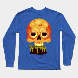 Skull Creepy Cartoon Illustration Long Sleeve T-Shirt